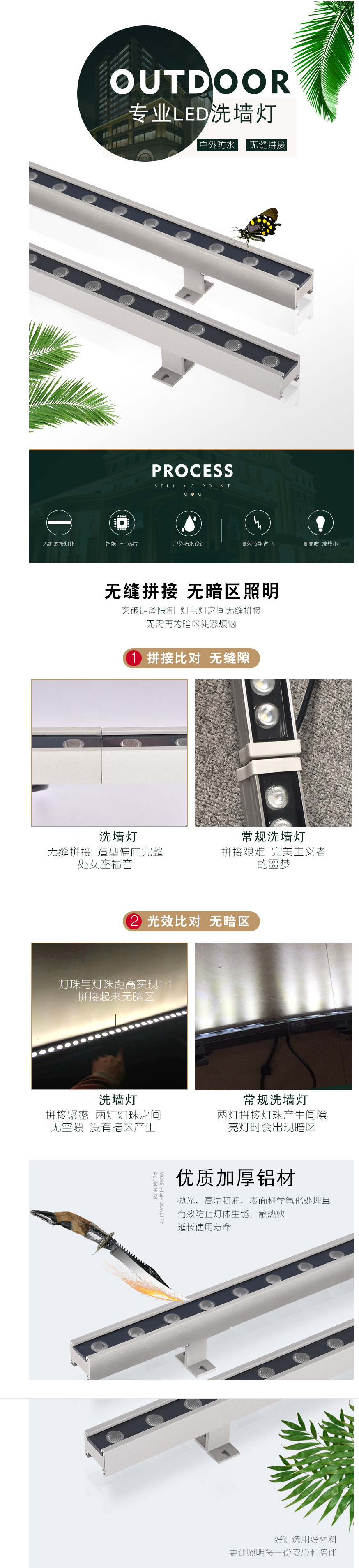 無縫對接，結(jié)構(gòu)防水洗墻燈